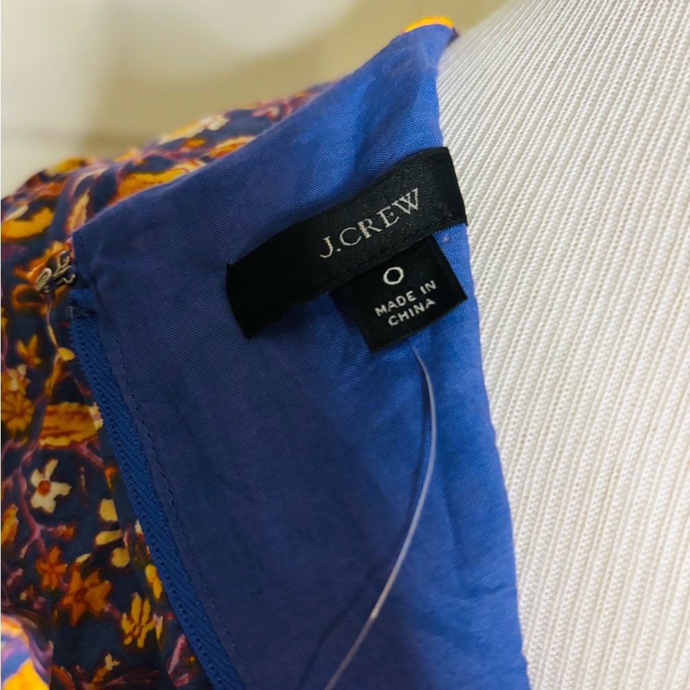 J. Crew Sleeveless Blue and Orange Midi Dress